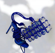 Load image into Gallery viewer, Blue Crystal Glitz Lace Up Heels