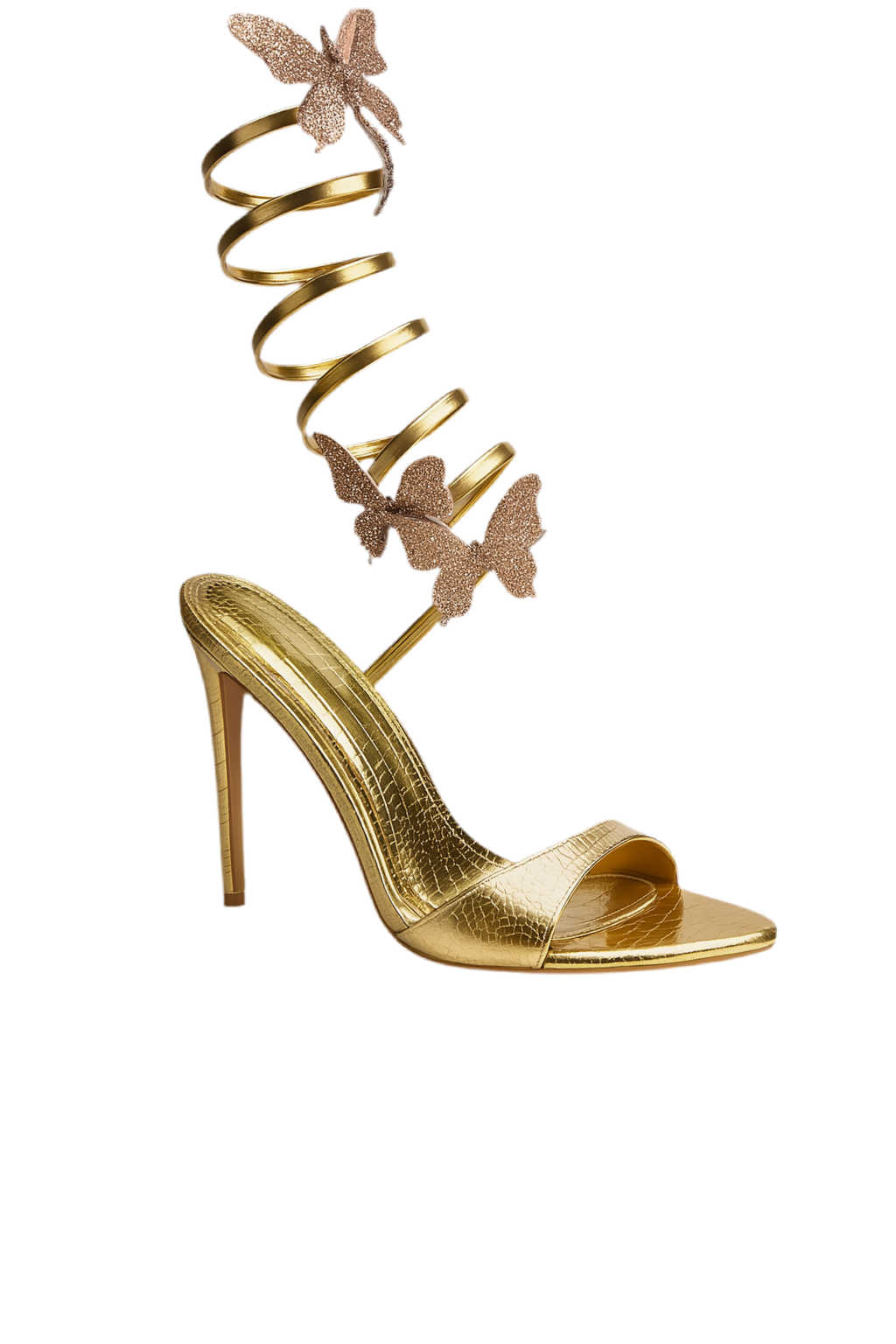 Gold Glitz Butterfly Wrap Around Heels