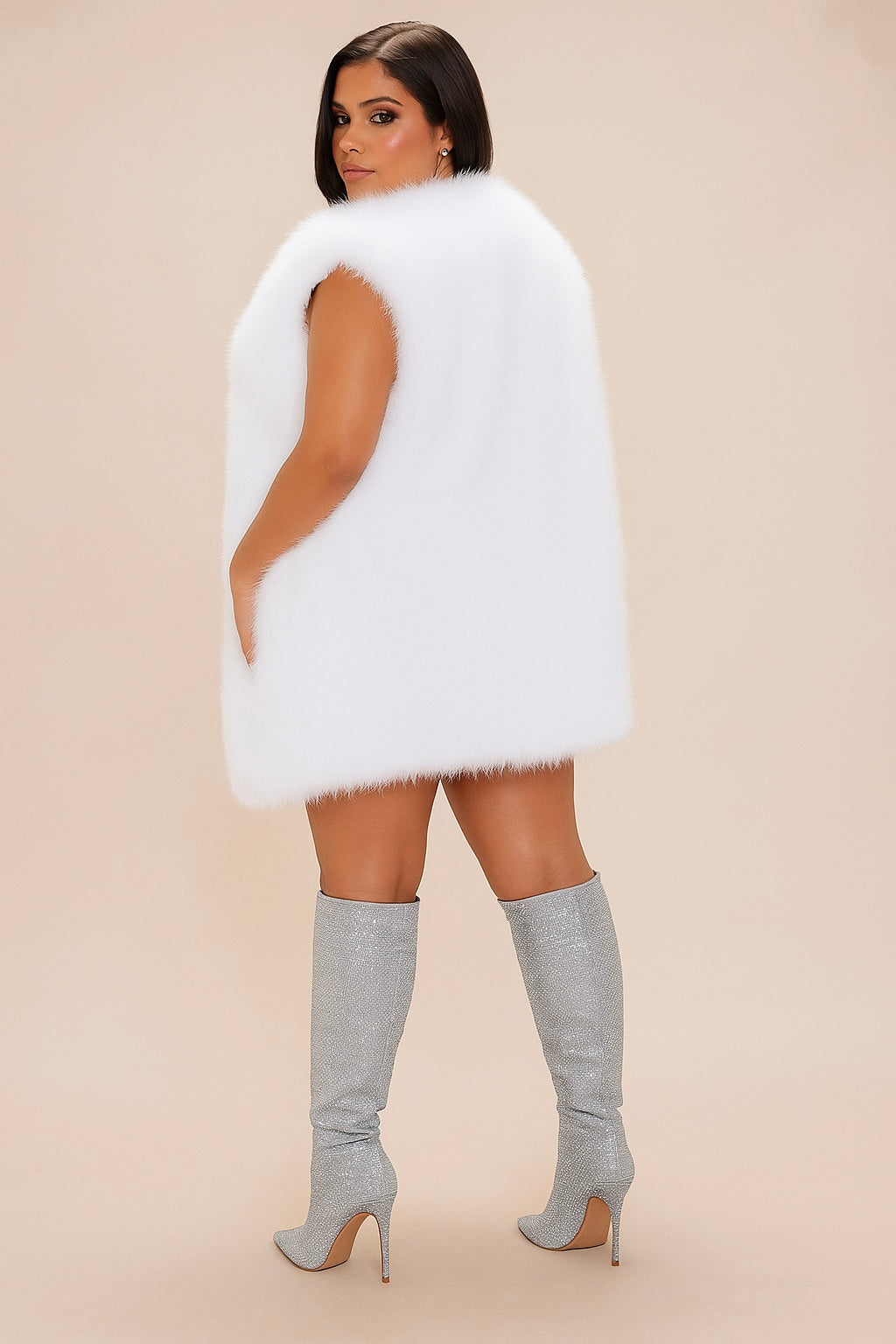 Silver Glitz Boots Knee High