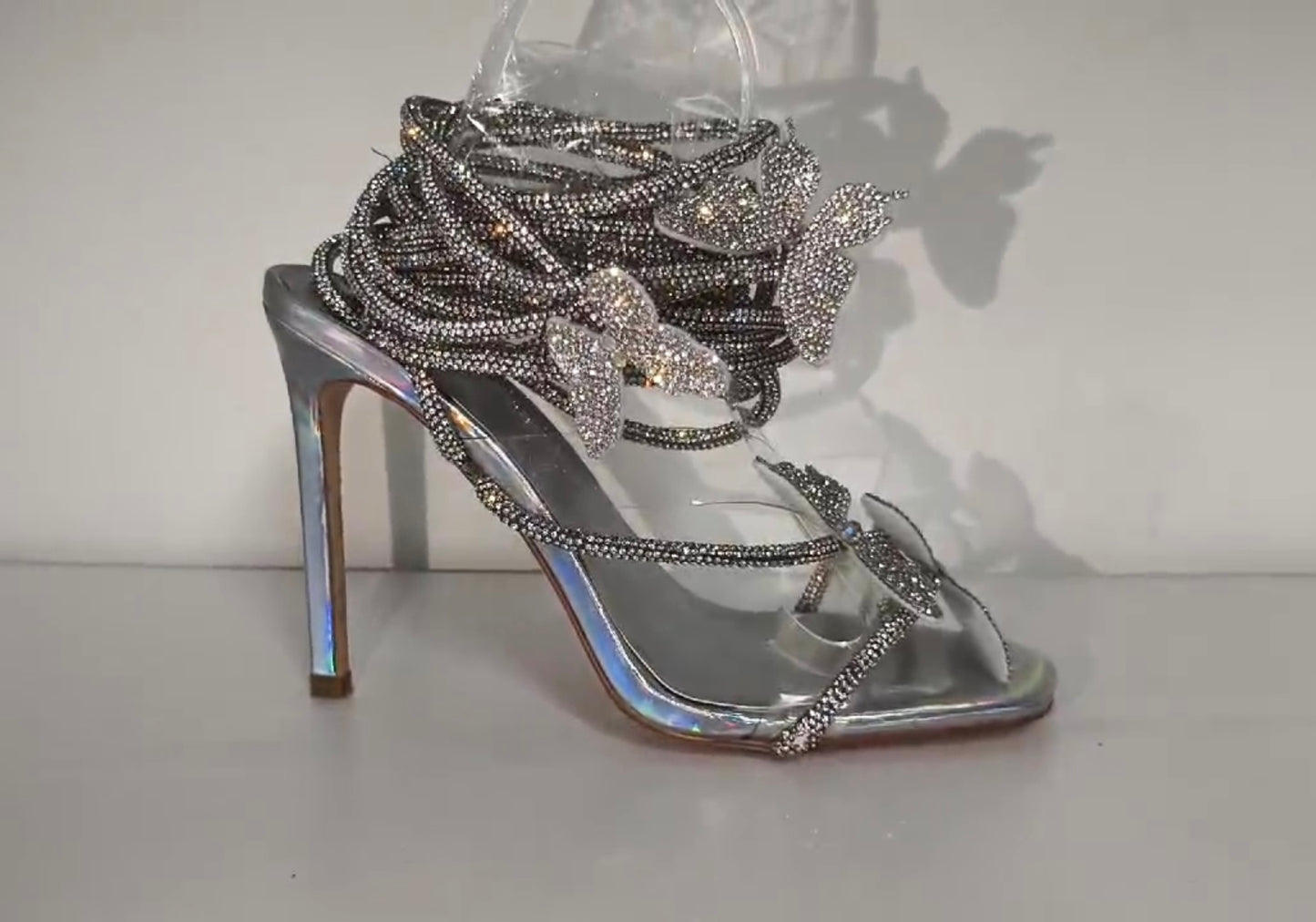 Glitz Butterfly Lace Up Heels (Pre-Order June 1st)
