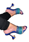 Glitz Mules Blue & Aqua