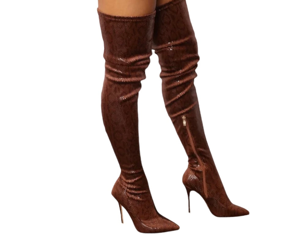Chiyah Chocolate Over the Knee Boot