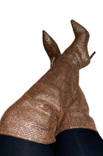Load image into Gallery viewer, Brown Glitz Boots Thigh High
