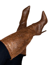 Load image into Gallery viewer, Brown Glitz Boots Knee High
