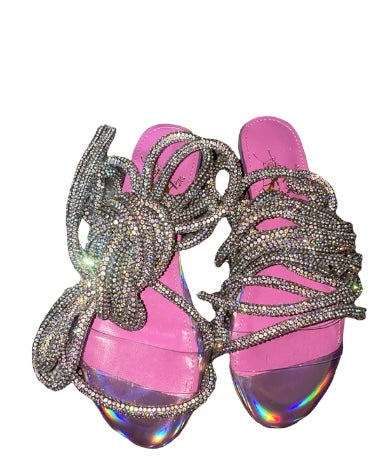 Glitz Girls Pink & Silver(iridescent)Flat sandals
