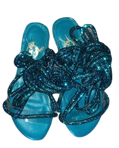Glitz Girls (kids) Teal Flat sandals