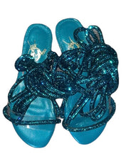 Load image into Gallery viewer, Glitz Girls Teal Flat sandals
